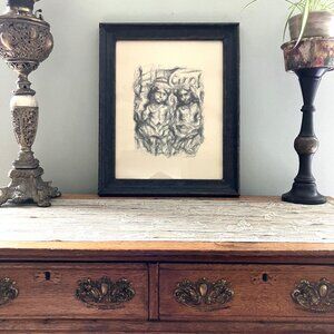Signed Bruce Xavier Balfour Framed Drawing – “Carol” Emotional Pencil Sketch